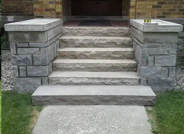 Stone steps and exterior construction detail