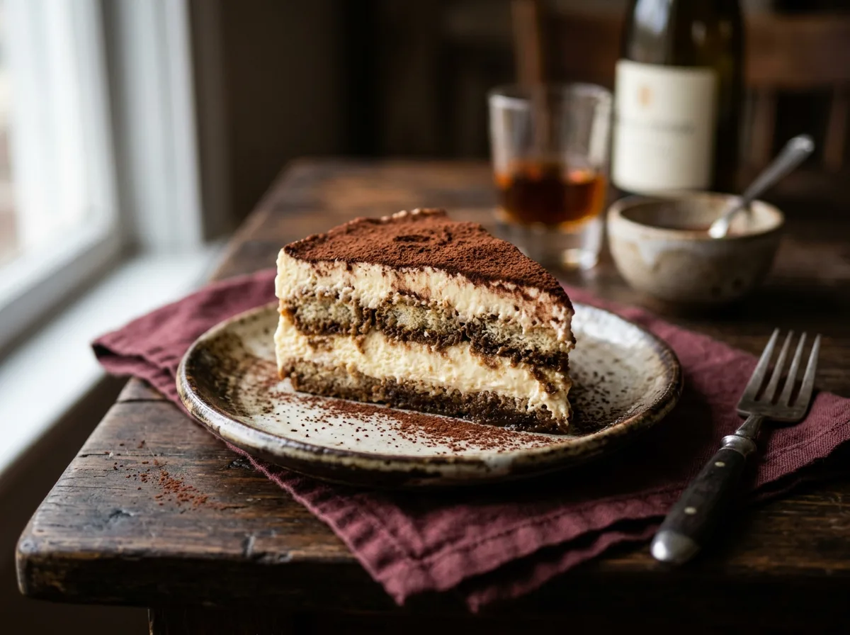Tiramisu dusted with cocoa