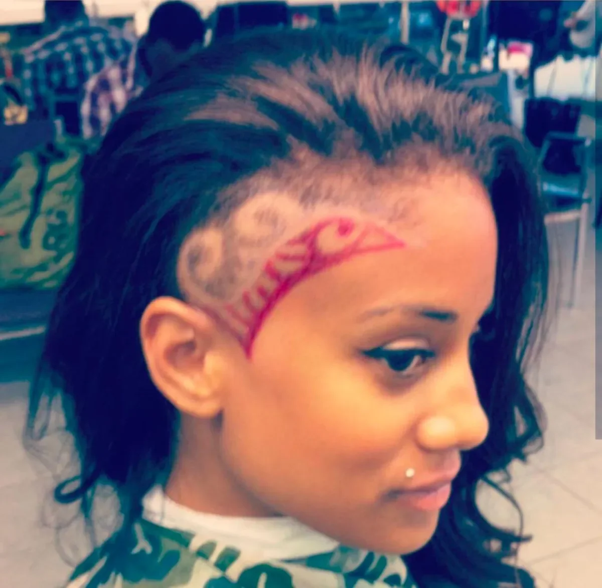 Custom design and colour work on long hair