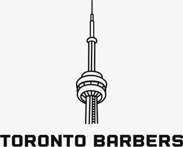Toronto Barbers logo on a brass background